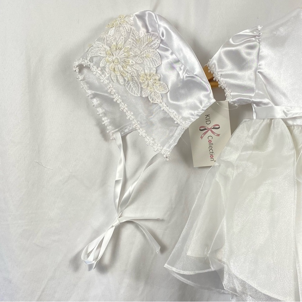 Aiden Jess Baby Girl White Baptism Christening Dress With Jacket And Bonnet - Picture 6 of 16